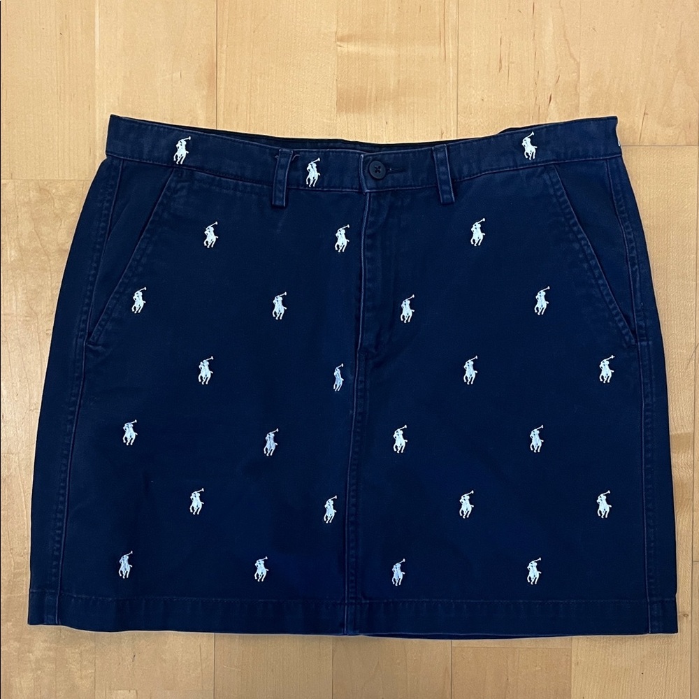 Polo by Ralph Lauren Navy Blue Mini Skirt with Polo Horse Embroidery